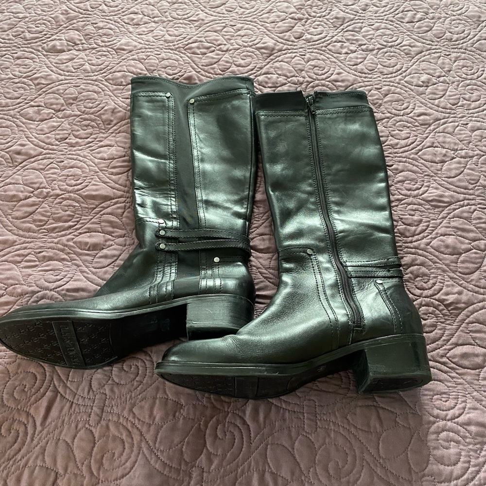 Black leather boots